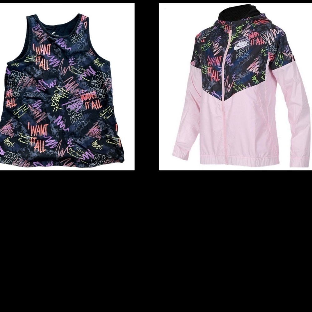 Nike pink graffiti tank and graphic Windrunner windbreaker size medium NWOT
